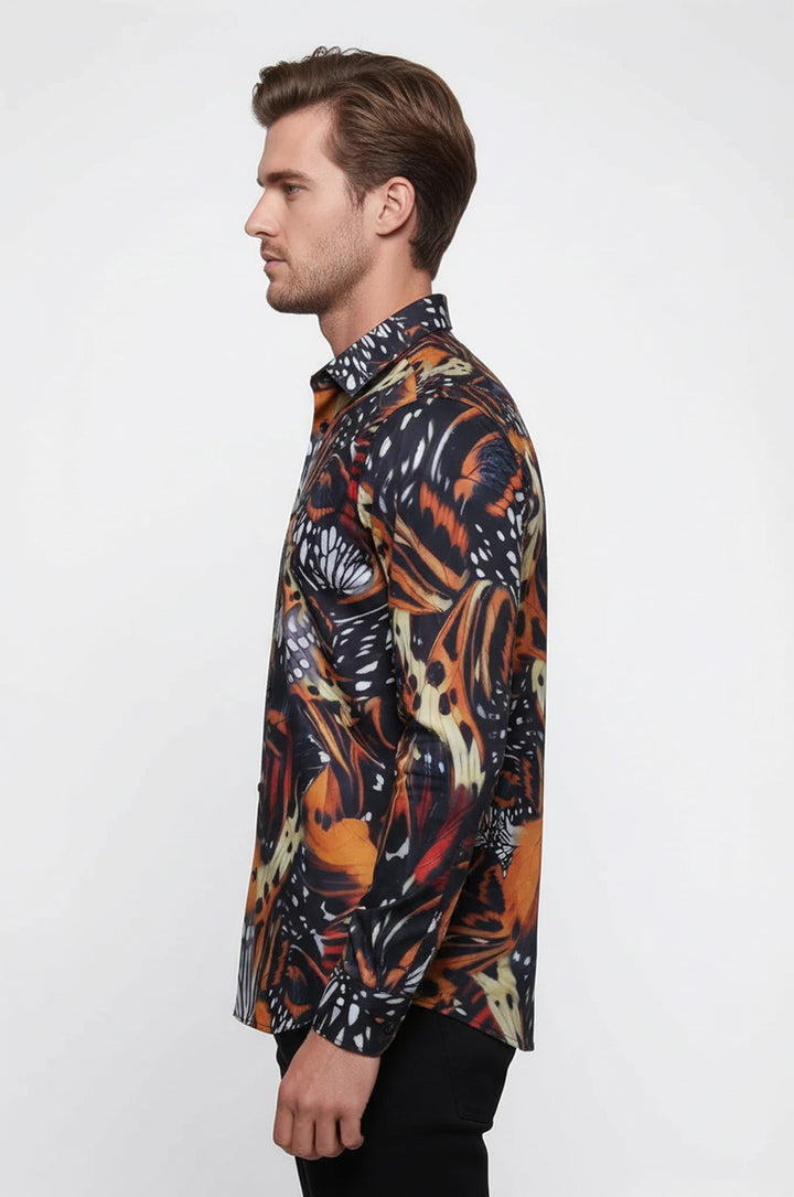 Hayvan Desenli Uzun Kollu Çok Renkli Erkek Gömlek - Wessi
