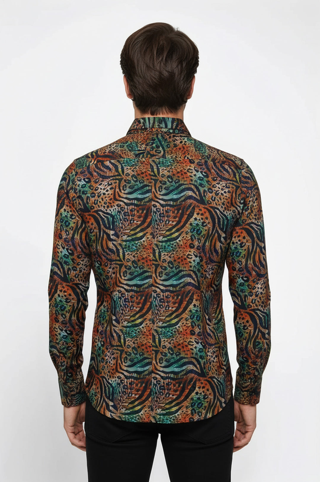 Hayvan Desenli Uzun Kollu Çok Renkli Erkek Gömlek - Wessi