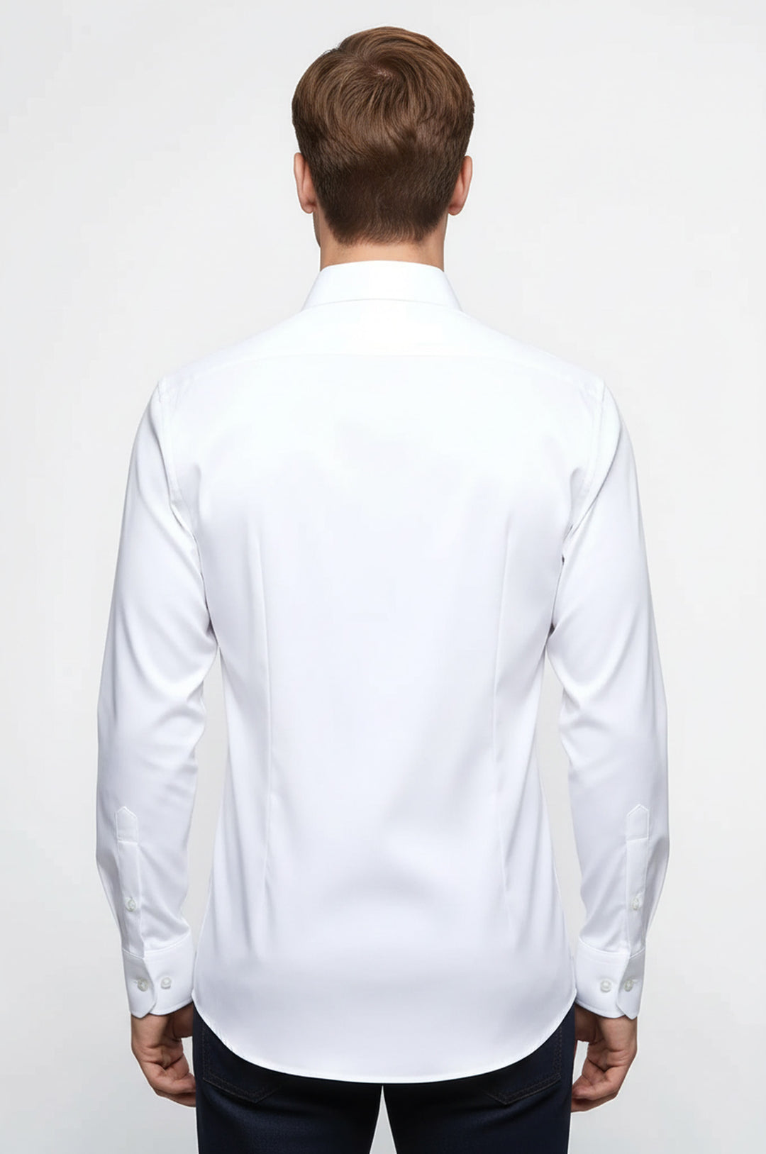 Pamuk Saten Slim Fit Beyaz Erkek Gömlek - Wessi