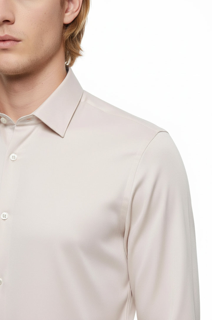 Slim Fit Uzun Kollu Ekru Erkek Gömlek - Wessi