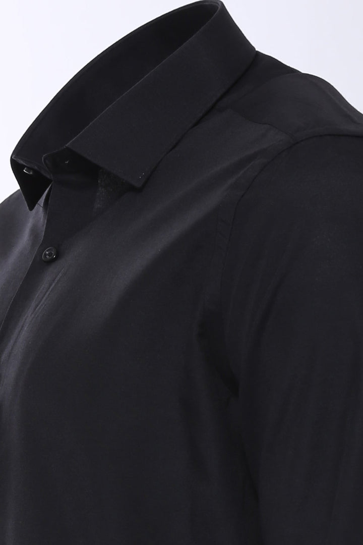 Düz Uzun Kol Regular Fit Siyah Erkek Gömlek - Wessi