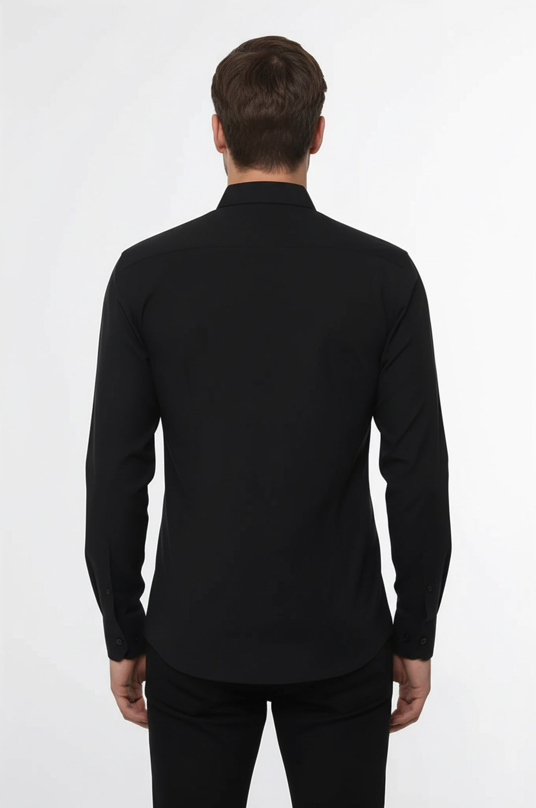Düz Uzun Kol Regular Fit Siyah Erkek Gömlek - Wessi