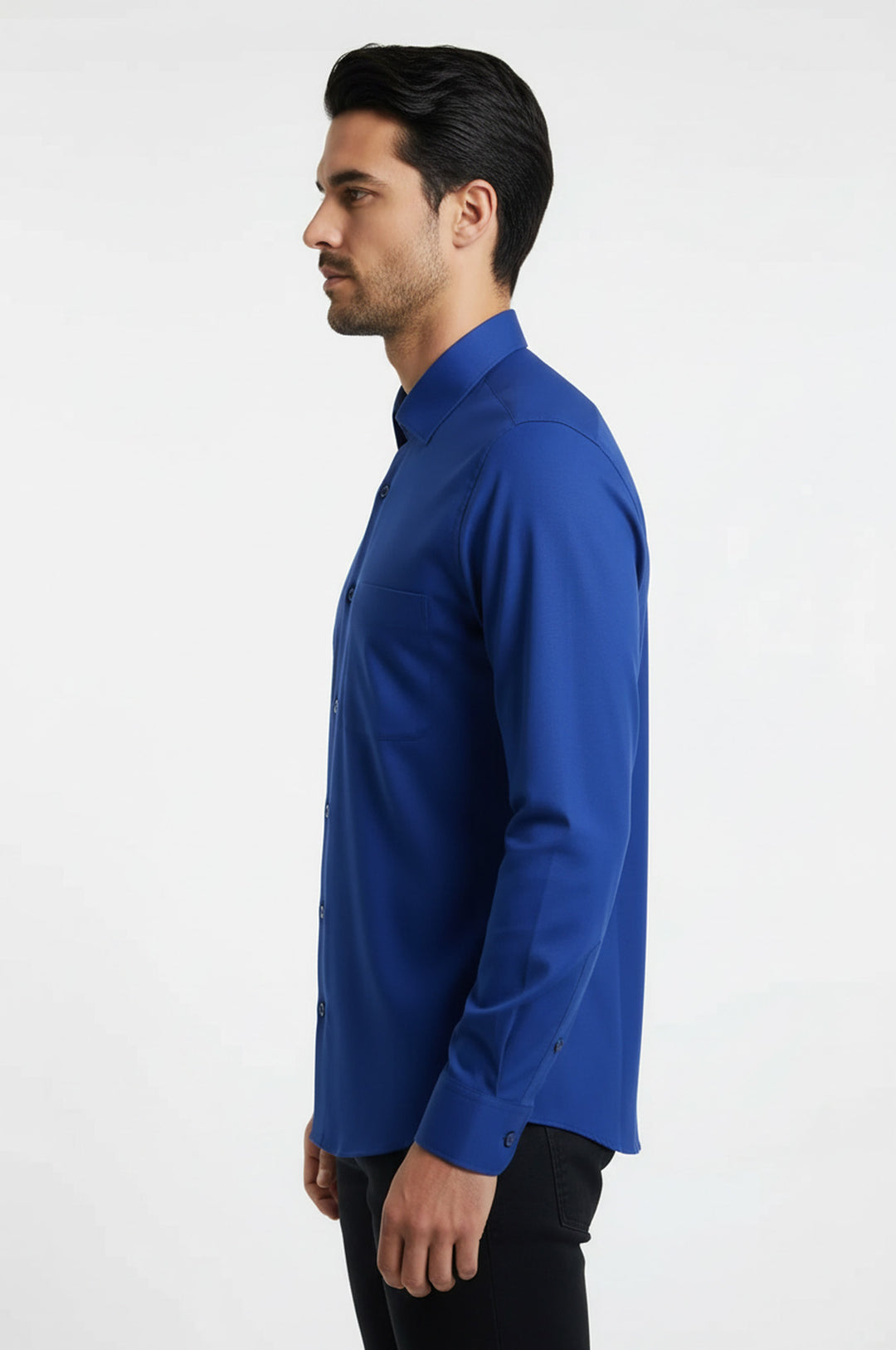 Desensiz Uzun Kollu Regular Fit Mavi Erkek Gömlek - Wessi