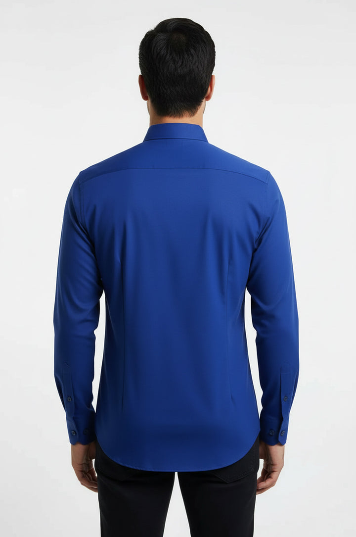 Desensiz Uzun Kollu Regular Fit Mavi Erkek Gömlek - Wessi