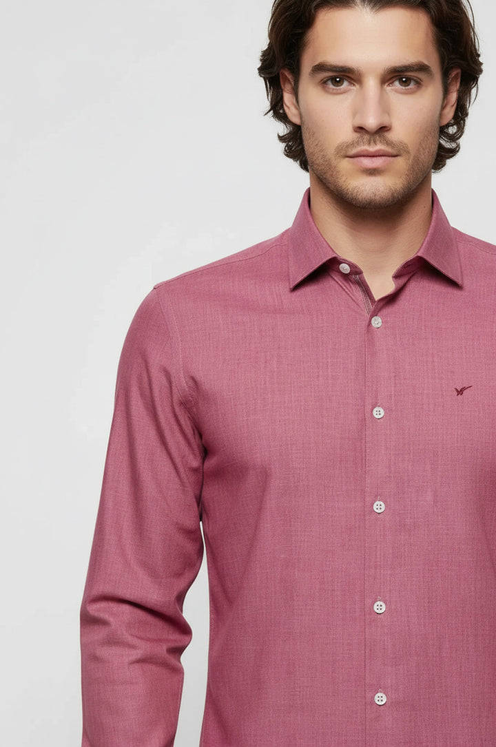 Slim Fit Açık Bordo Uzun Kollu Erkek Gömlek - Wessi