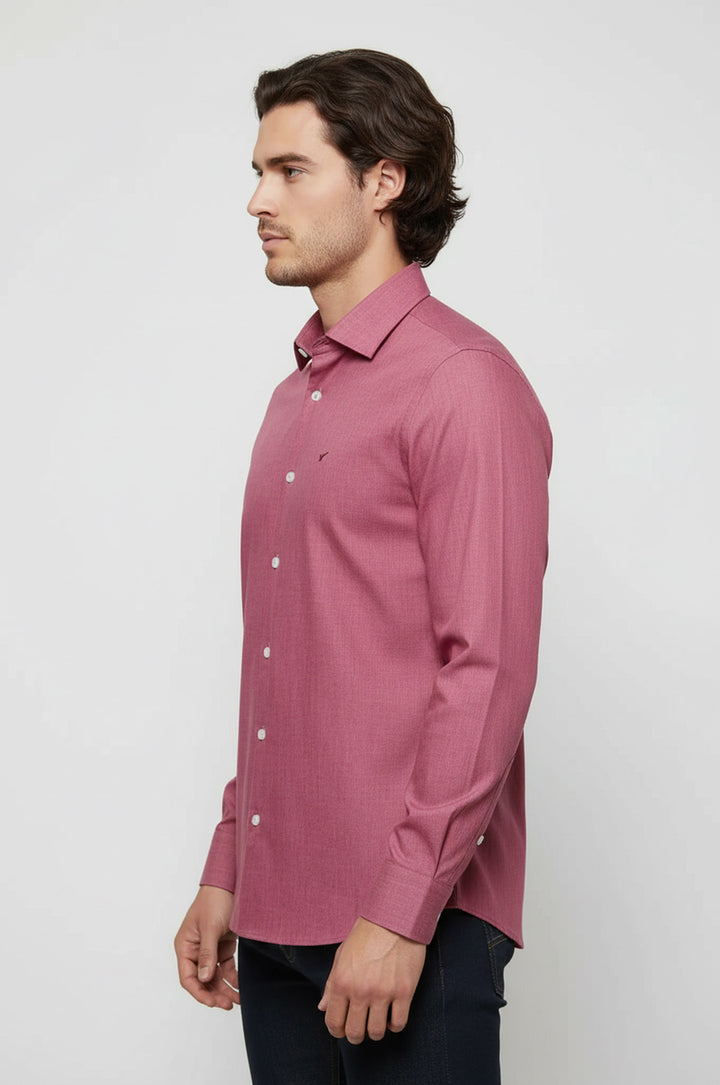 Slim Fit Açık Bordo Uzun Kollu Erkek Gömlek - Wessi