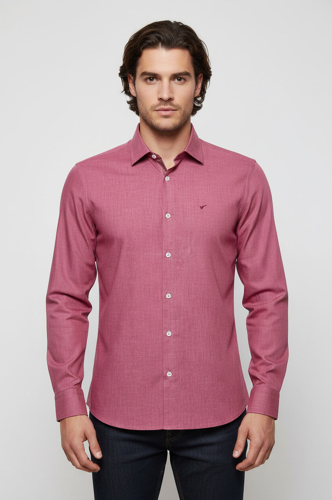 Slim Fit Açık Bordo Uzun Kollu Erkek Gömlek - Wessi