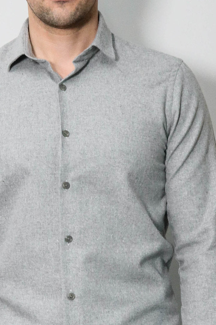 Desensiz Slimfit Açık Gri Erkek Oduncu Gömlek - Wessi