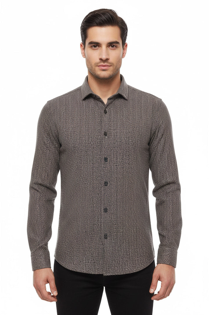 Kahverengi Desensiz Slim Fit Oduncu Gömlek - Wessi