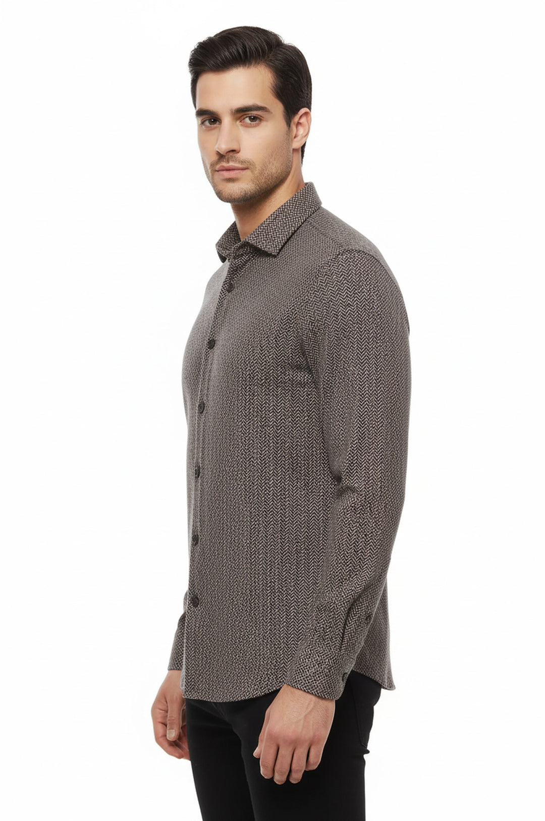 Kahverengi Desensiz Slim Fit Oduncu Gömlek - Wessi