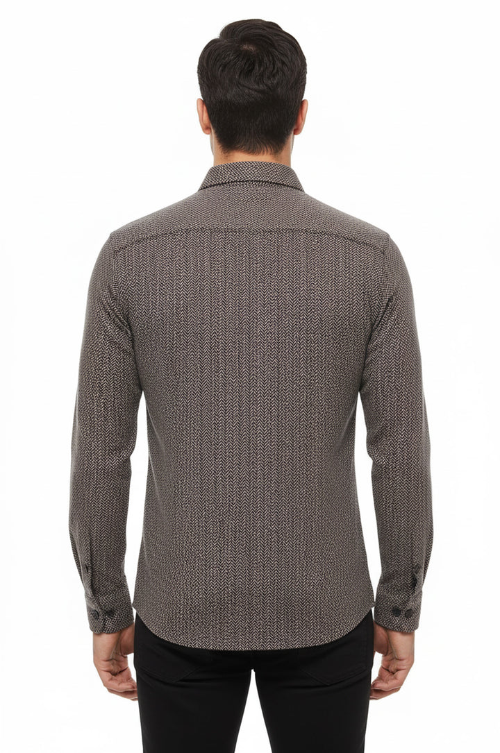 Kahverengi Desensiz Slim Fit Oduncu Gömlek - Wessi