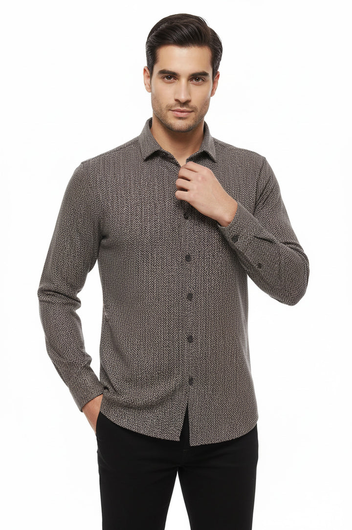 Kahverengi Desensiz Slim Fit Oduncu Gömlek - Wessi