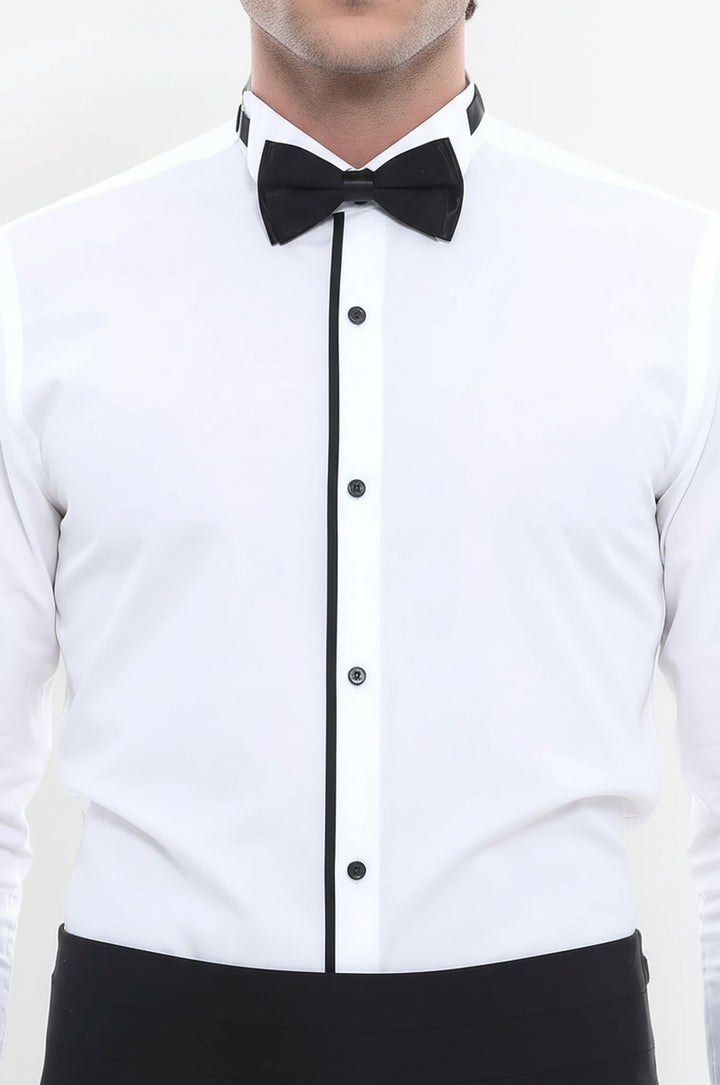 Uzun Kollu Krem Damatlık Gömlek - Wessi