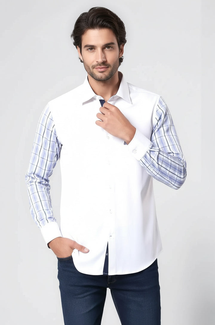 Kareli Kollu Beyaz Gömlek - Wessi