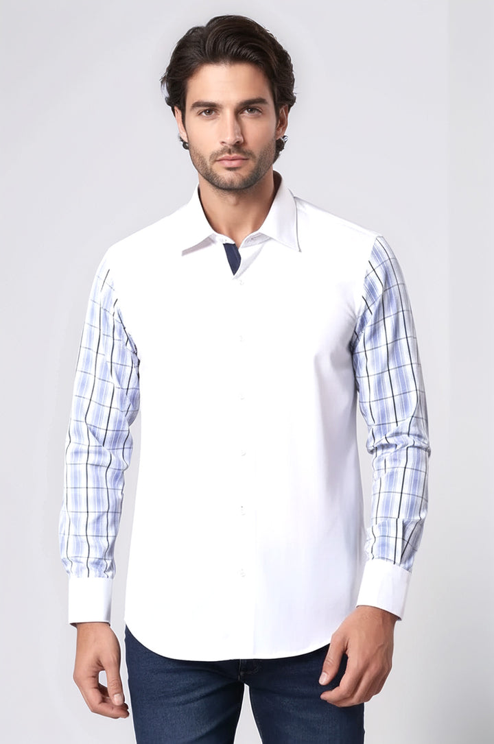 Kareli Kollu Beyaz Gömlek - Wessi