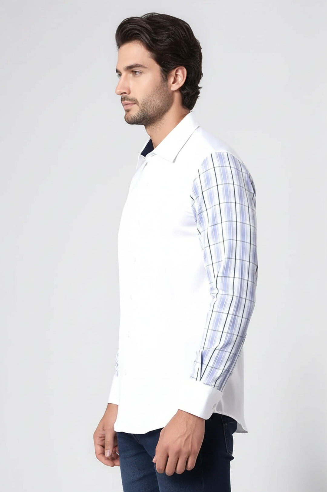 Kareli Kollu Beyaz Gömlek - Wessi