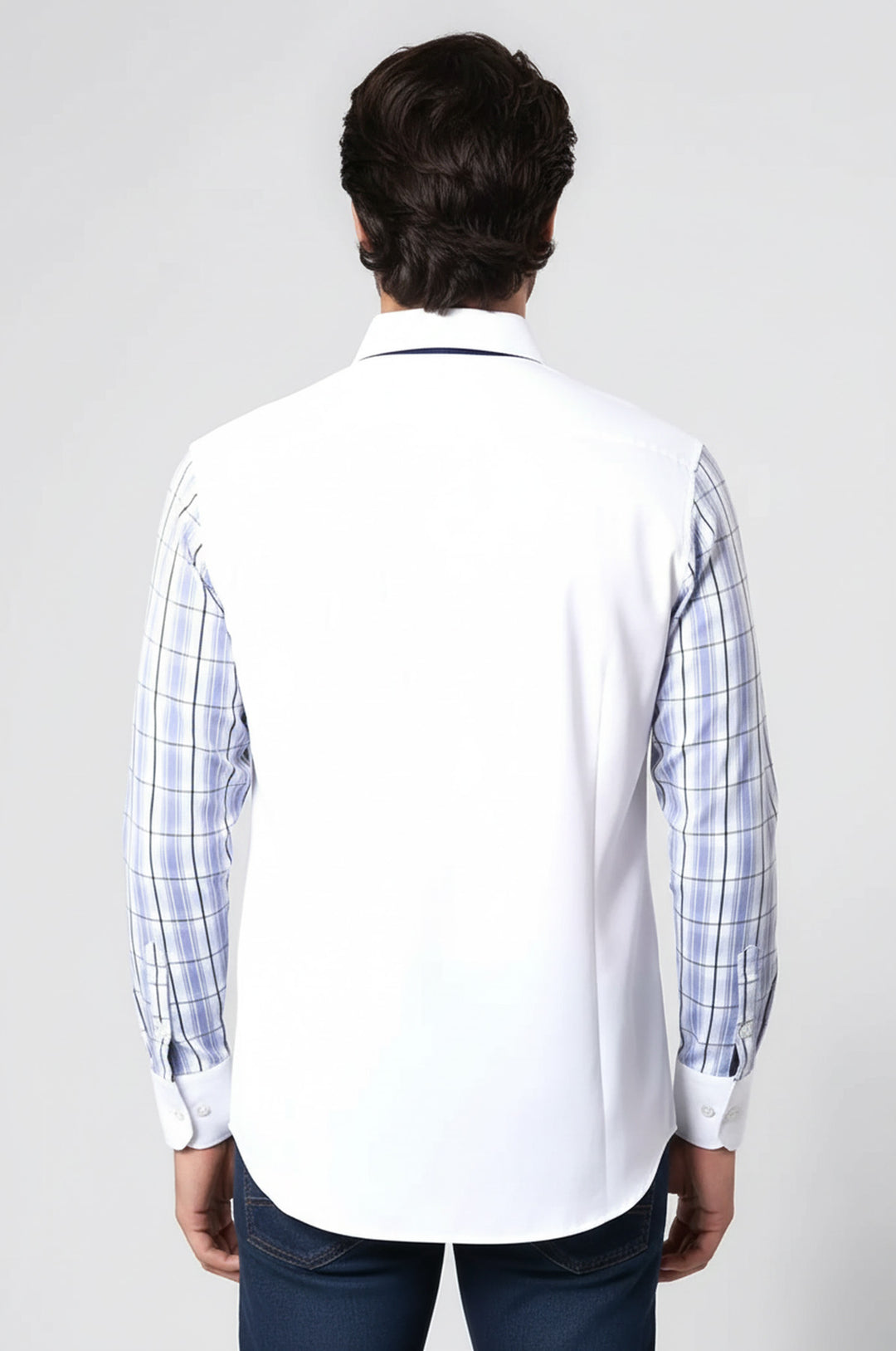 Kareli Kollu Beyaz Gömlek - Wessi