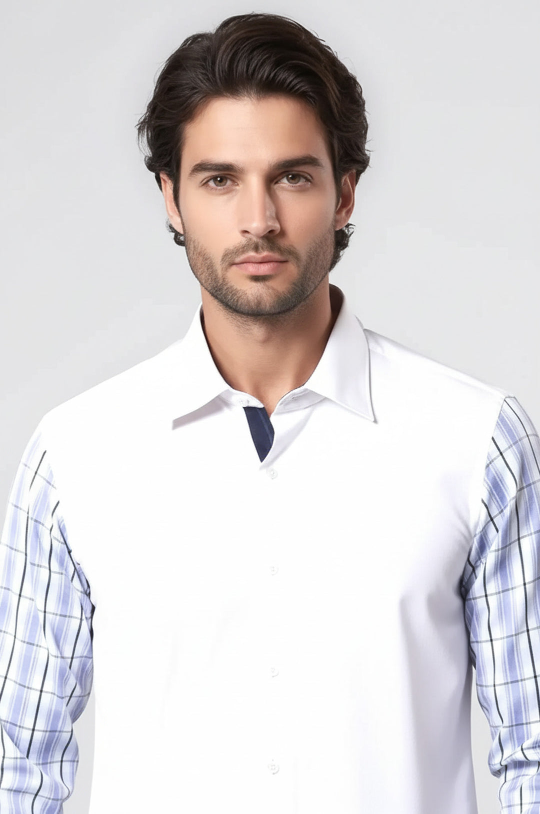 Kareli Kollu Beyaz Gömlek - Wessi