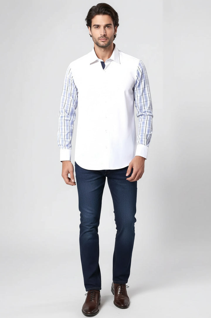 Kareli Kollu Beyaz Gömlek - Wessi