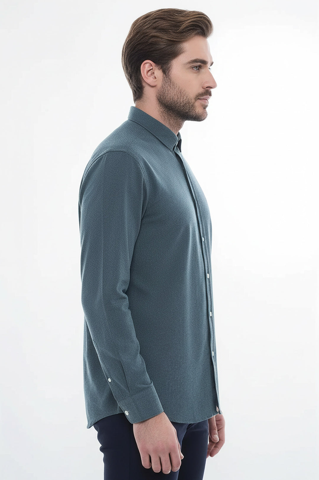 Desenli Yün Yeşil Gömlek - Wessi