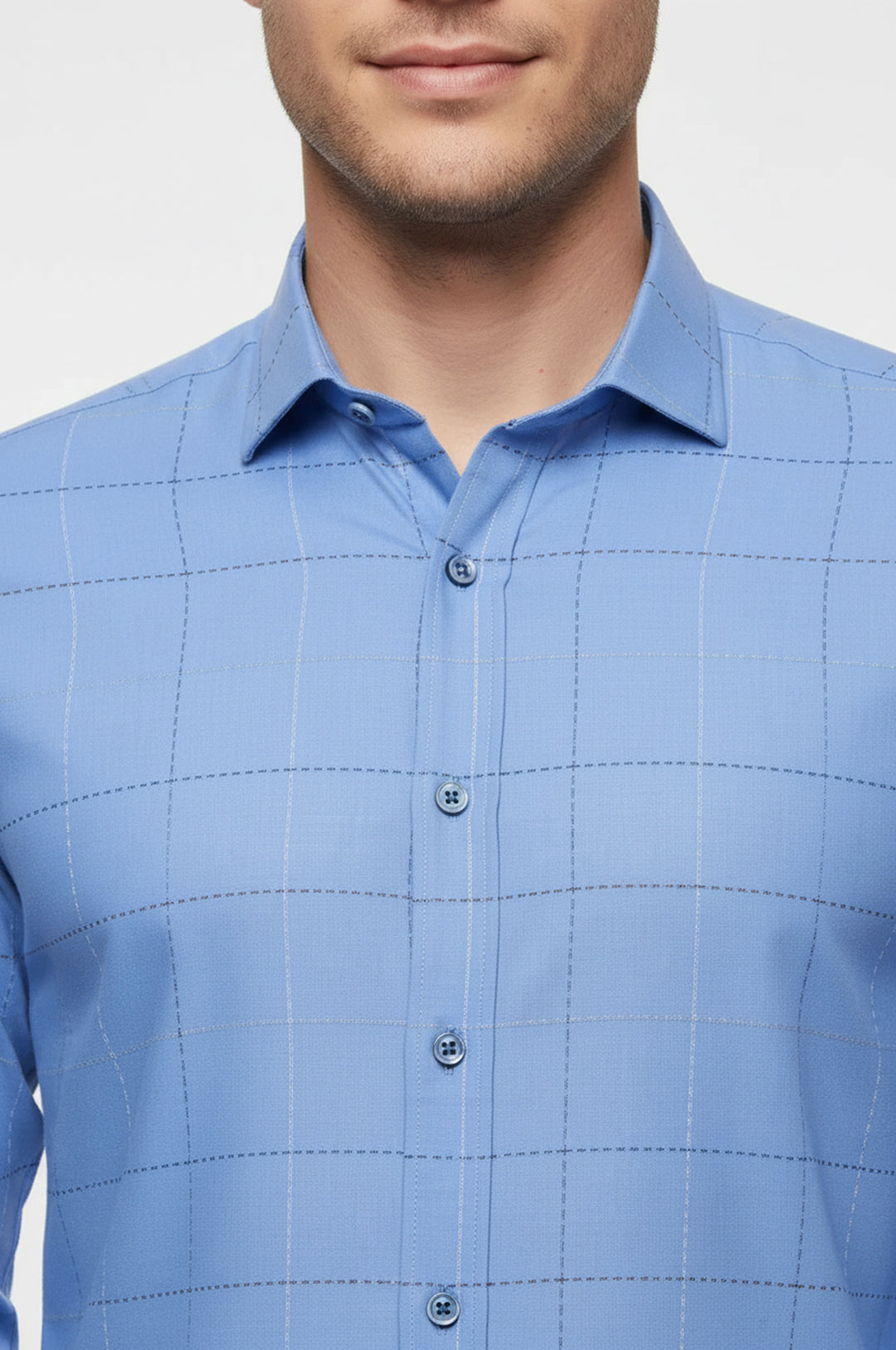 Slim Fit Kareli Mavi Gömlek - Wessi