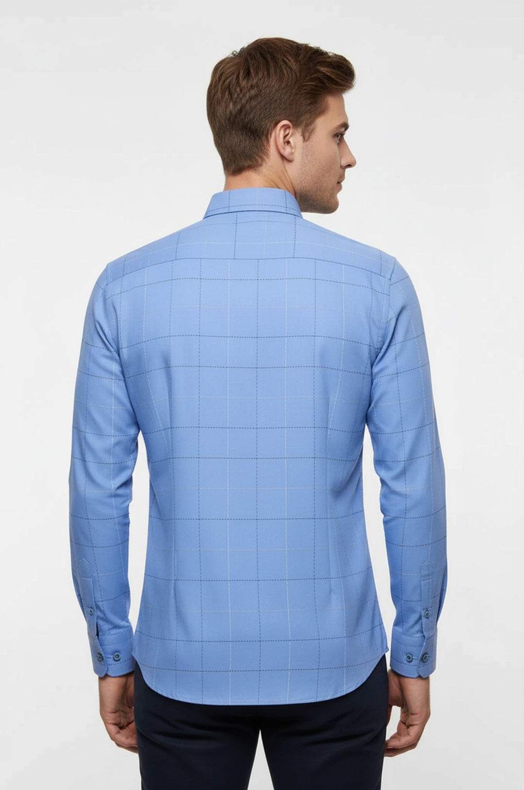 Slim Fit Kareli Mavi Gömlek - Wessi