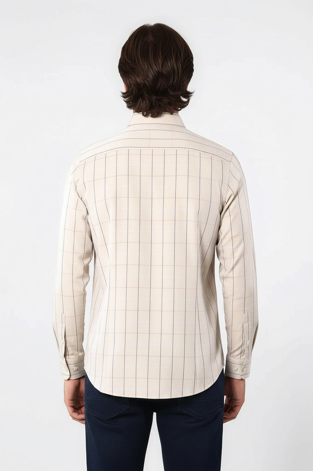 Bej Slim Fit Ekose Erkek Gömlek | Wessi