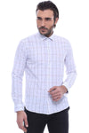 Beyaz Slim Fit Kareli Erkek Gömlek - Wessi