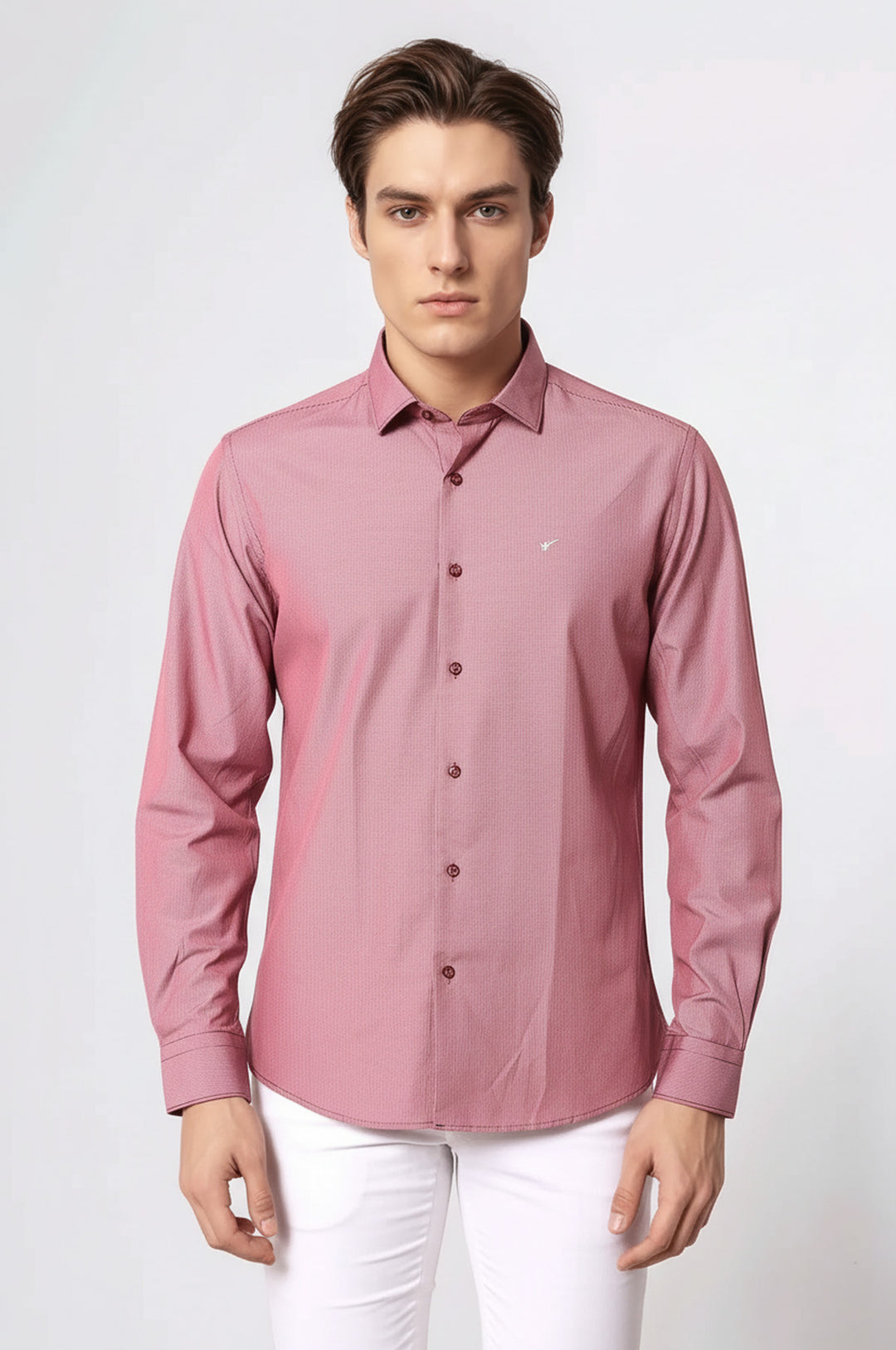 Desenli Bordo Erkek Gömlek | Wessi