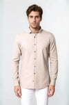 Pamuk Slimfit Armürlü Bej Gömlek - Wessi