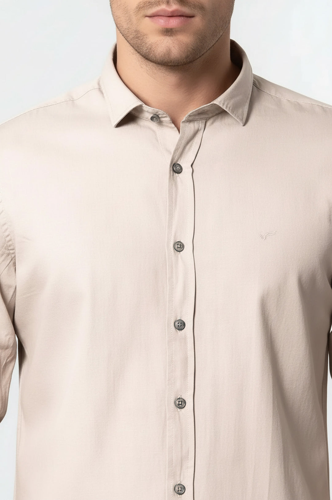 Pamuk Slimfit Armürlü Bej Gömlek - Wessi