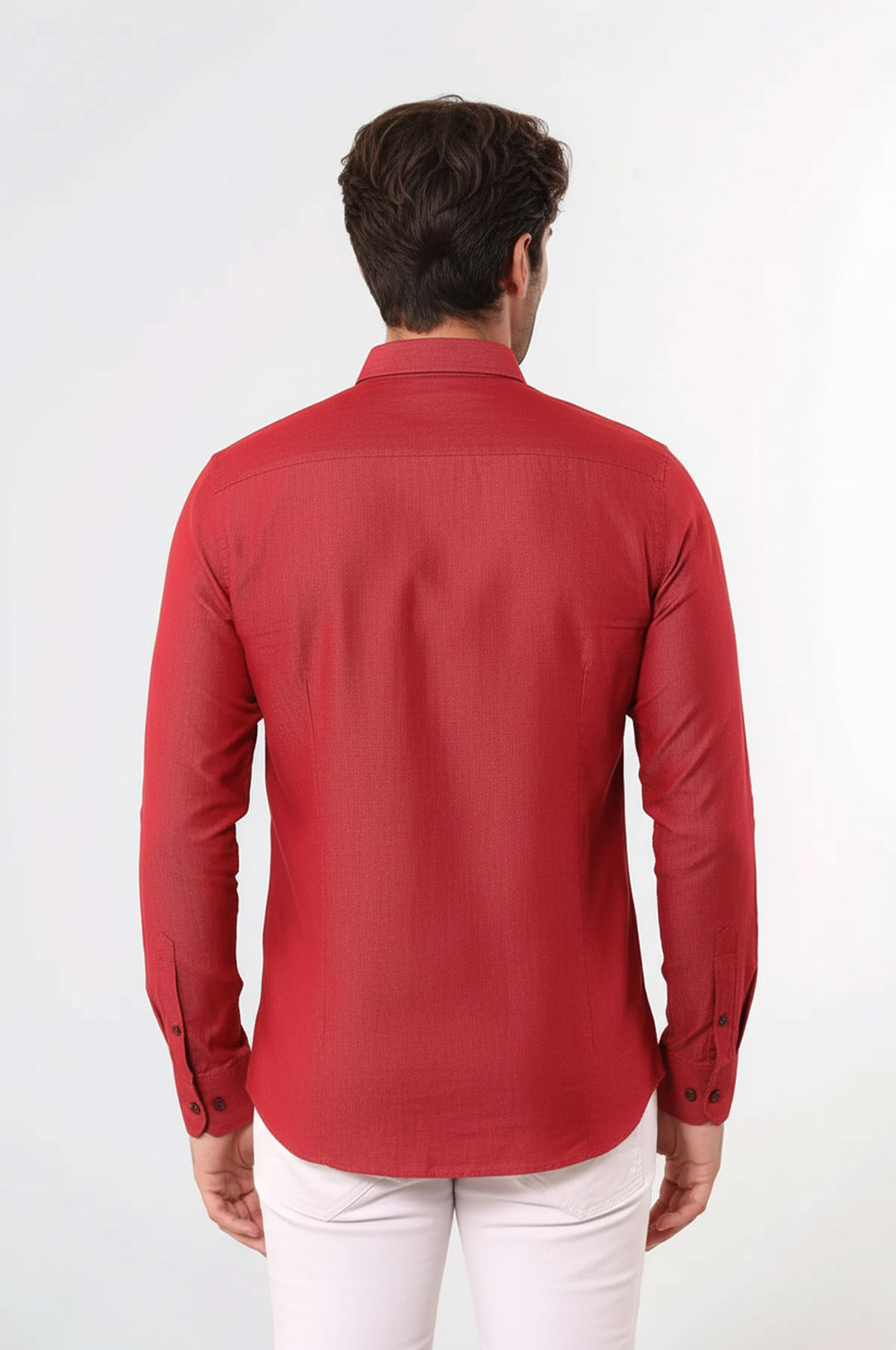 Desenli Pamuklu Slim Fit Bordo Gömlek - Wessi