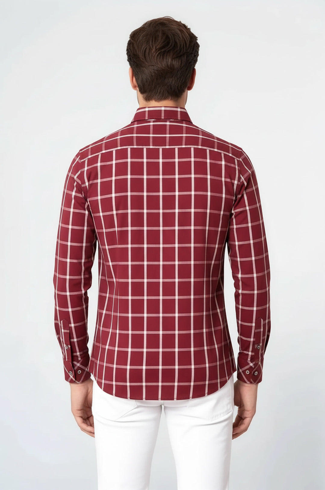 Ekoseli Slimfit Bordo Gömlek - Wessi