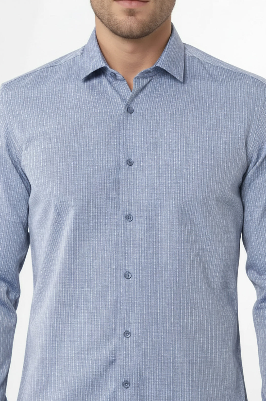 Armürlü Slimfit Mavi Gömlek - Wessi