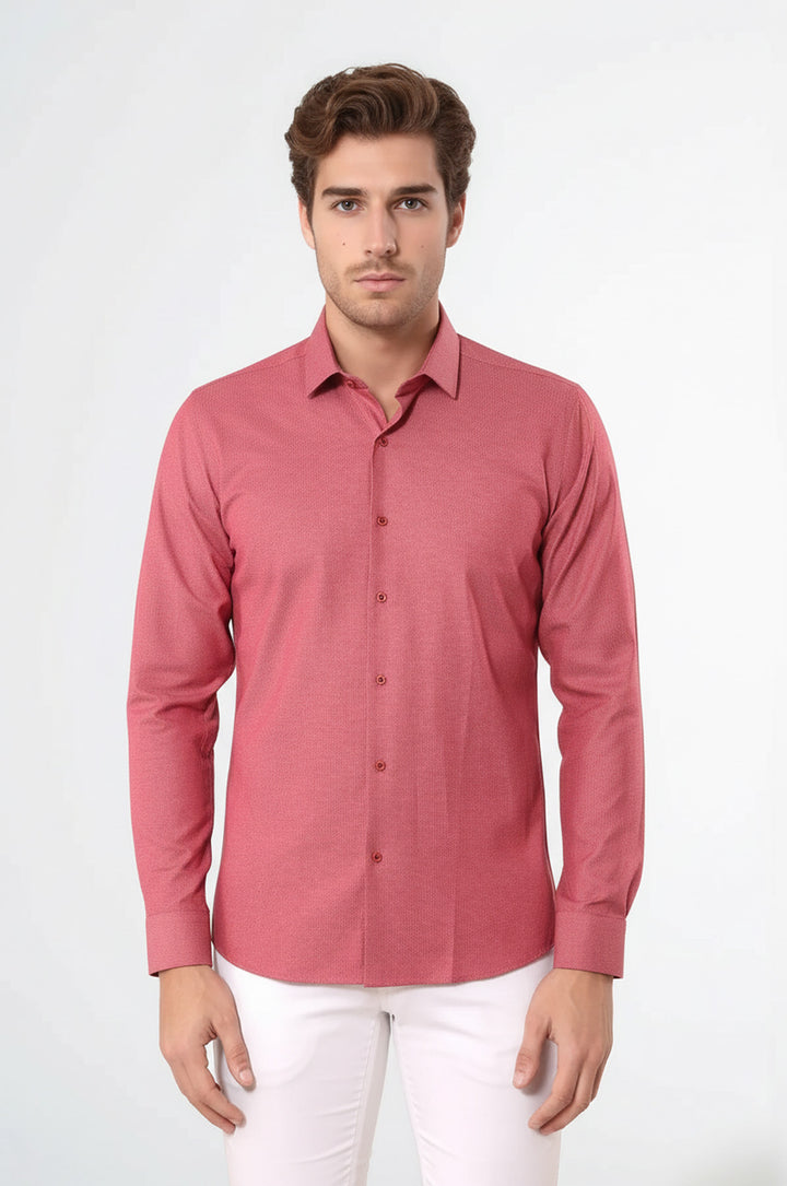 Nokta Desenli Pembe Gömlek | Wessi