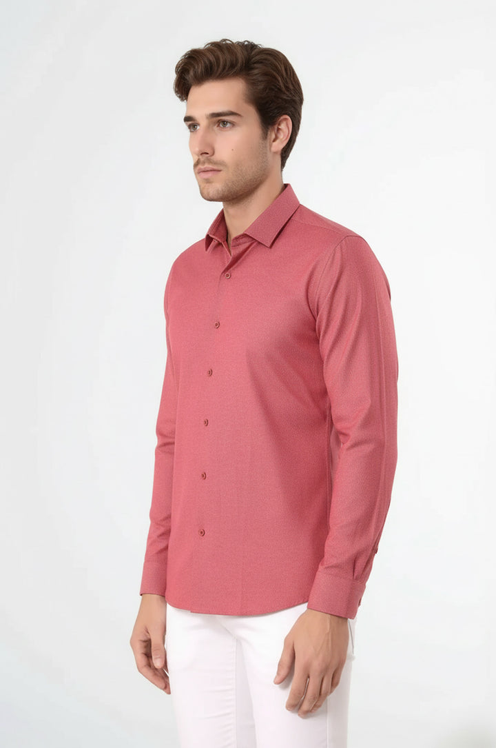 Nokta Desenli Pembe Gömlek | Wessi