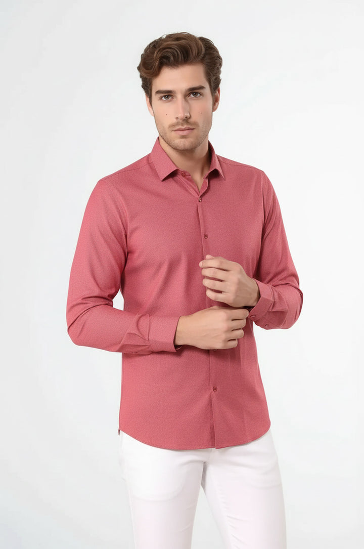 Nokta Desenli Pembe Gömlek | Wessi