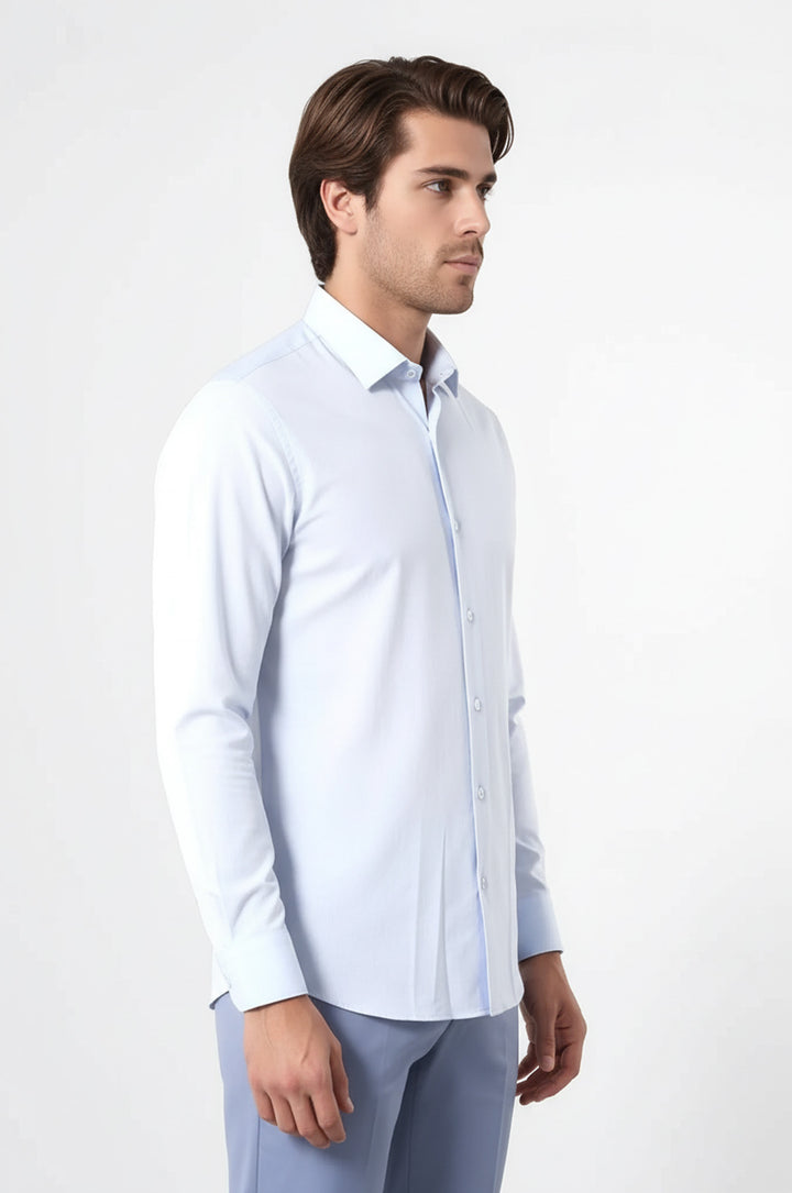 Mavi Desenli Slim Fit Erkek Gömlek - Wessi