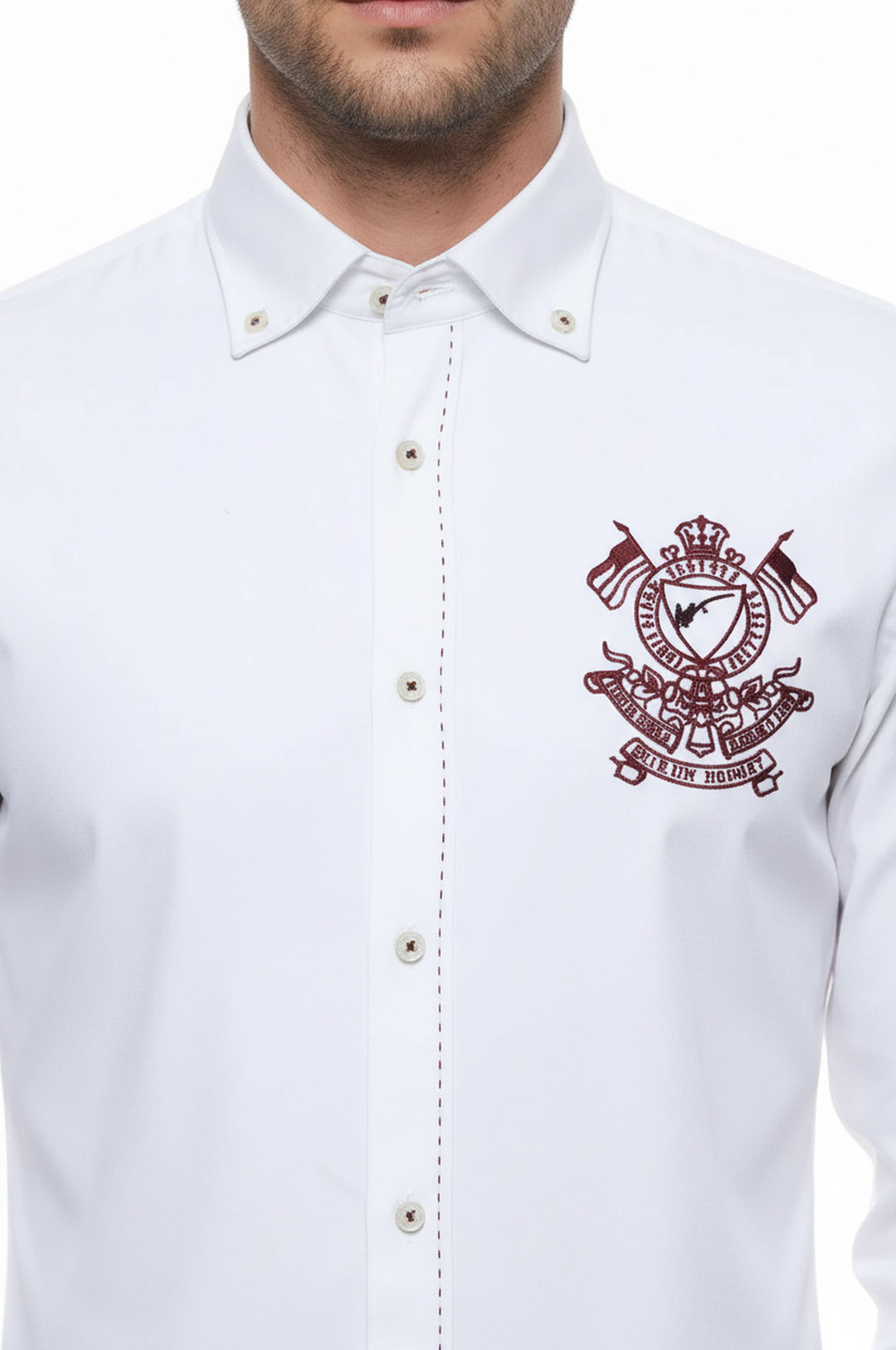 Armalı Uzun Kol Beyaz Gömlek | Wessi