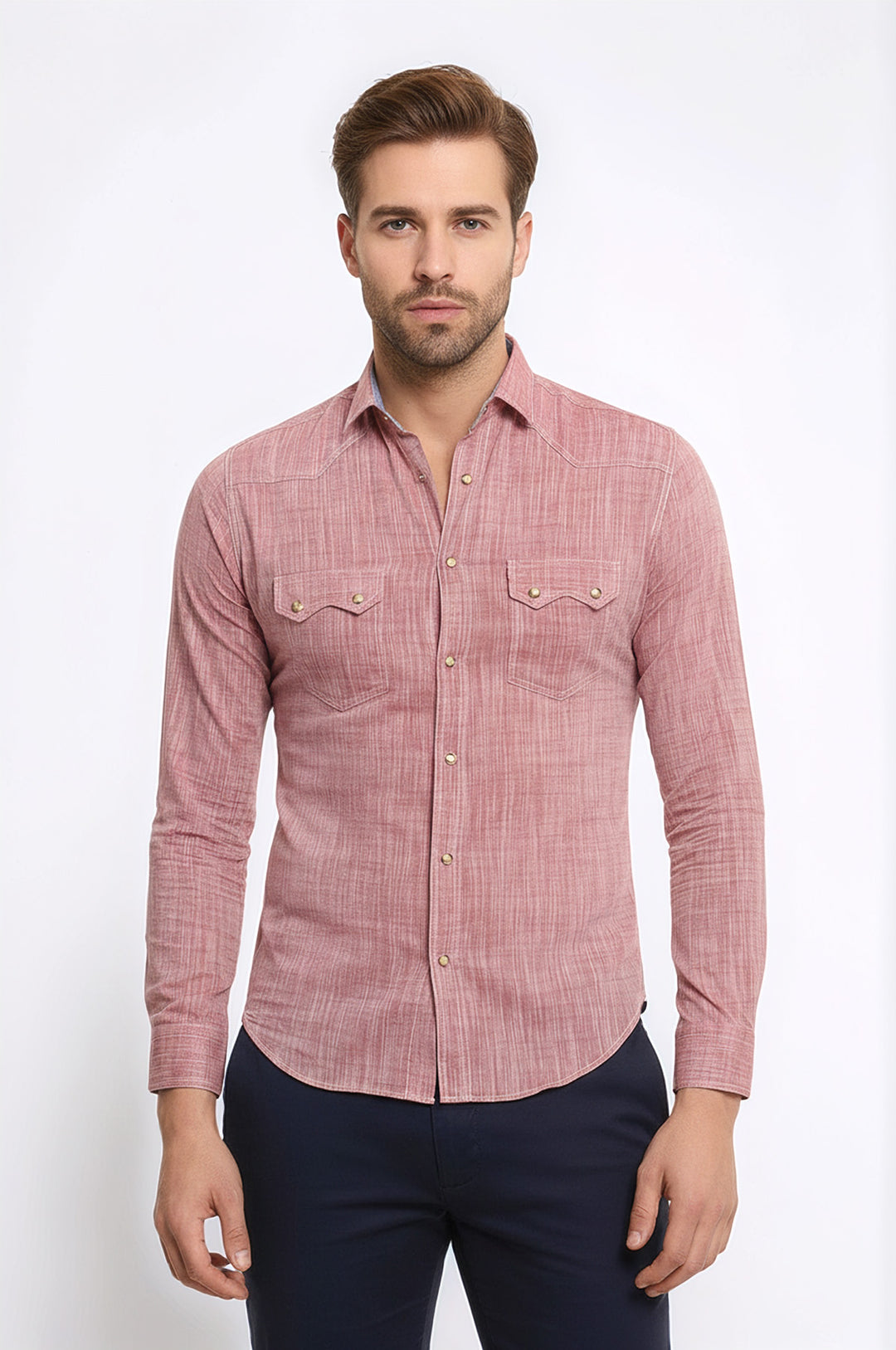 Cepli Kapaklı Keten Bordo Gömlek - Wessi