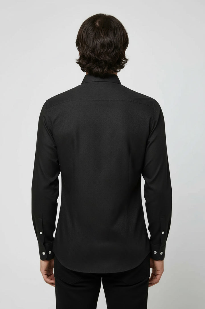 Kendinden Desenli Slimfit Yeşil Gömlek - Wessi