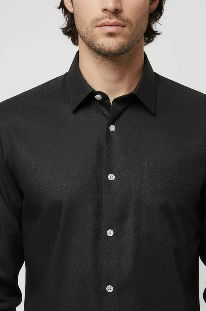 Kendinden Desenli Slimfit Yeşil Gömlek - Wessi