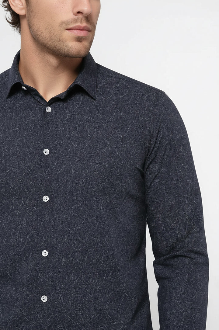 Desenli Siyah Uzun Kollu Gömlek | Wessi