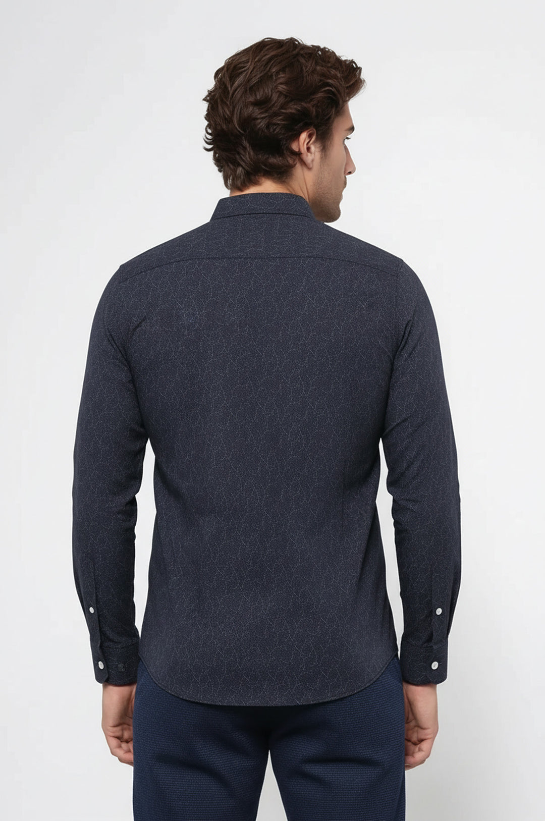 Desenli Siyah Uzun Kollu Gömlek | Wessi