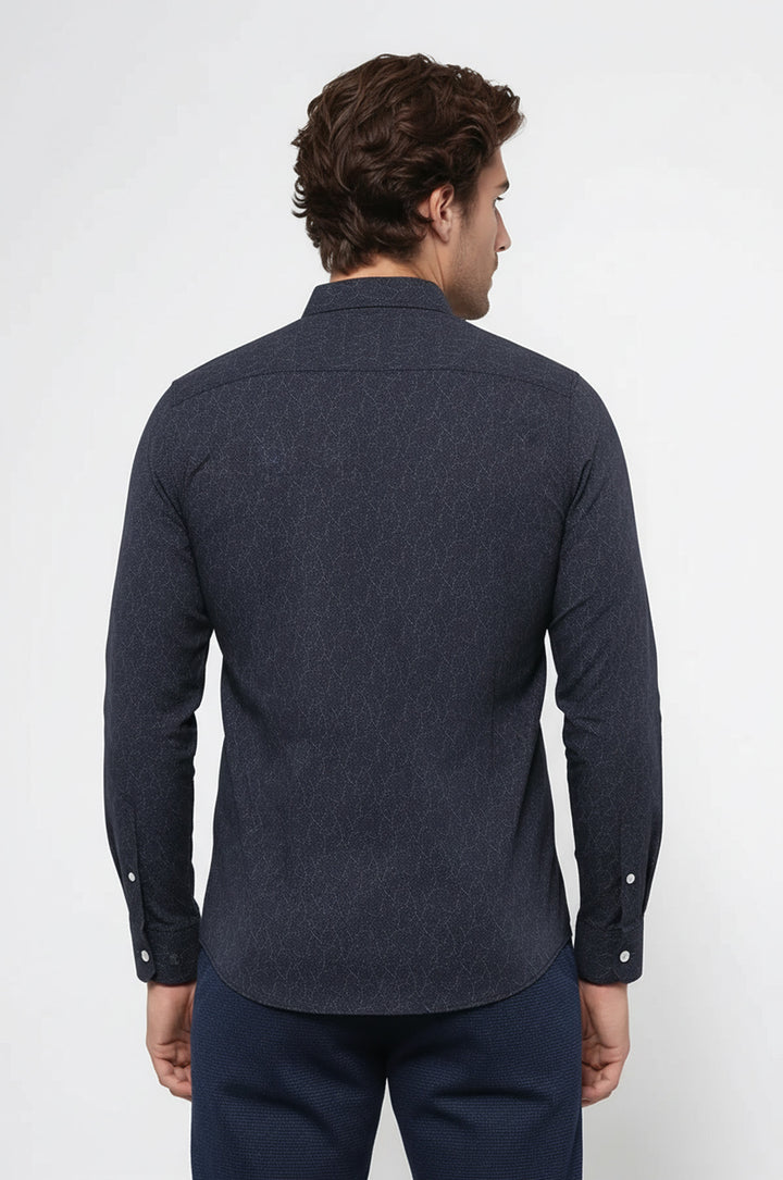 Desenli Siyah Uzun Kollu Gömlek | Wessi