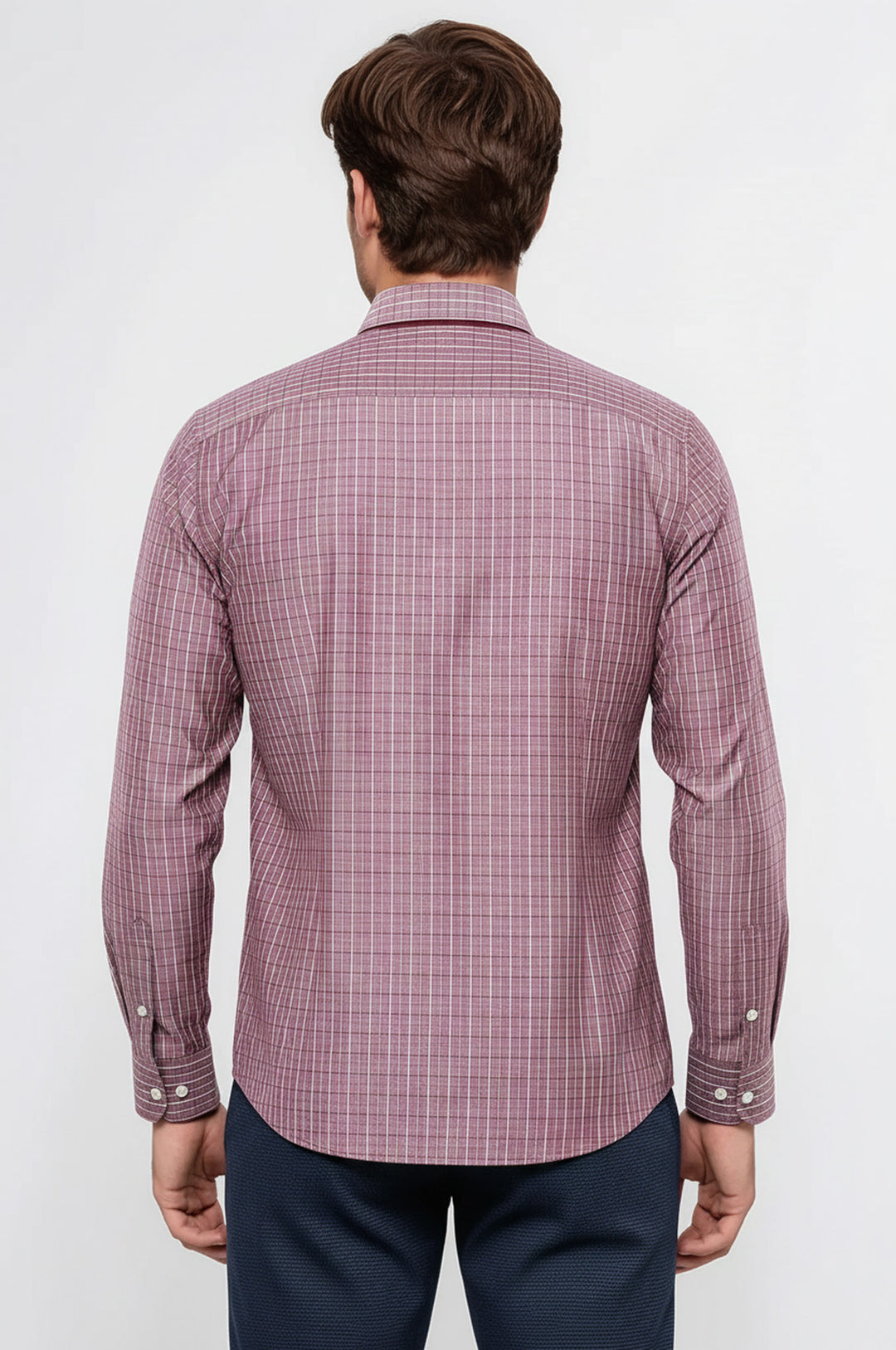 Kare Desen Bordo Uzun Kollu Gömlek | Wessi