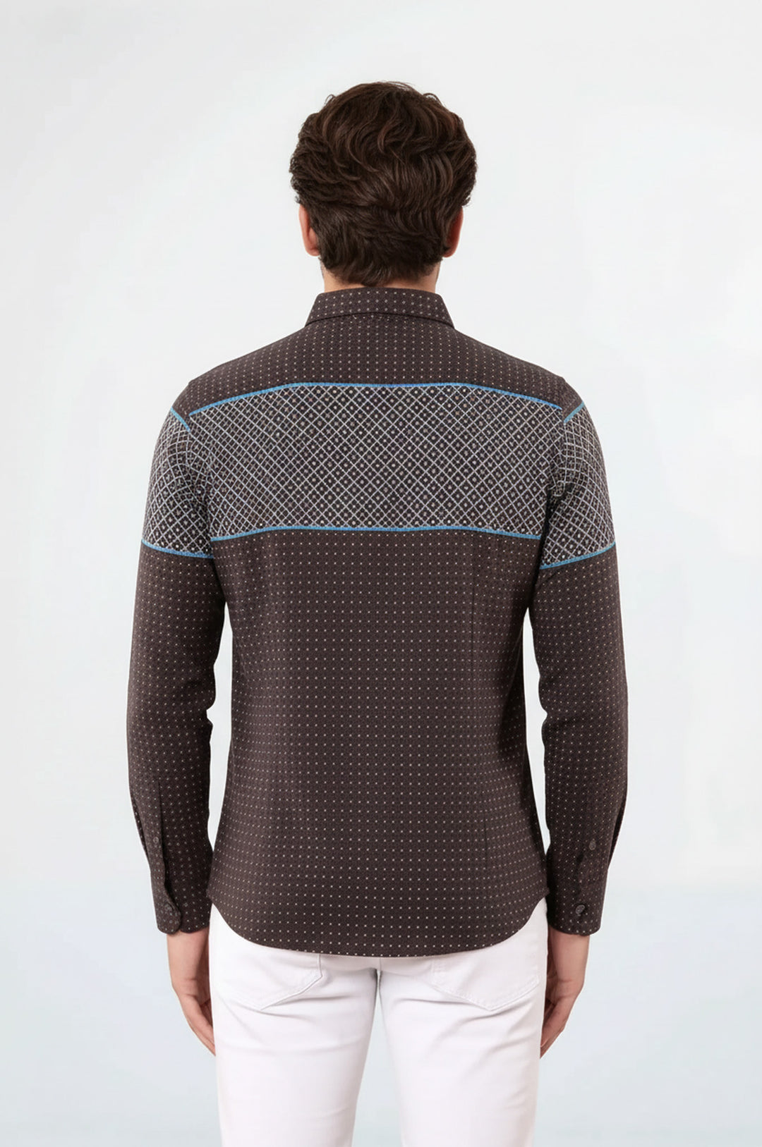 Panolu Pamuk Kahverengi Gömlek - Wessi