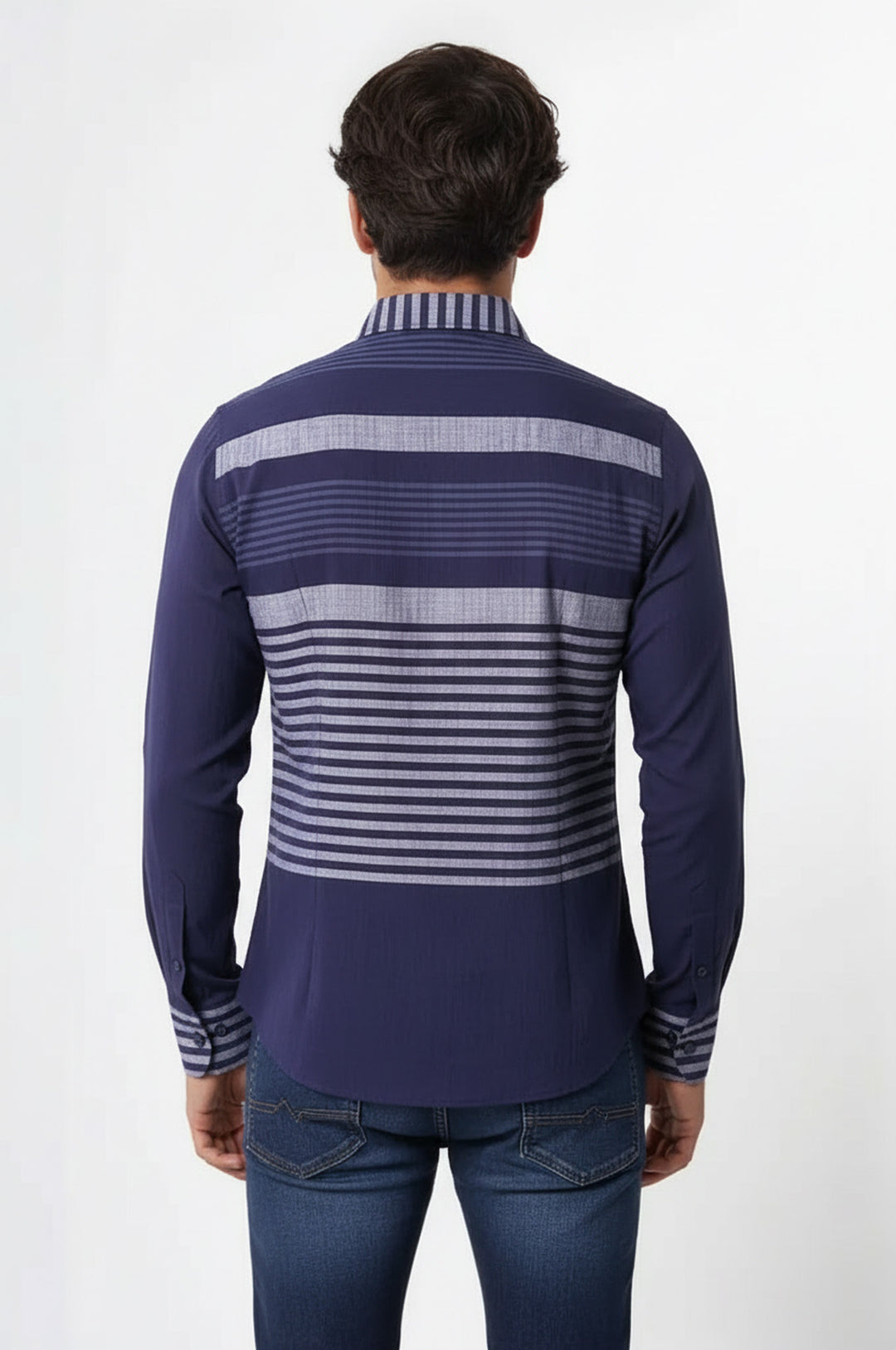 Lacivert Çizgili Desenli Gömlek - Wessi