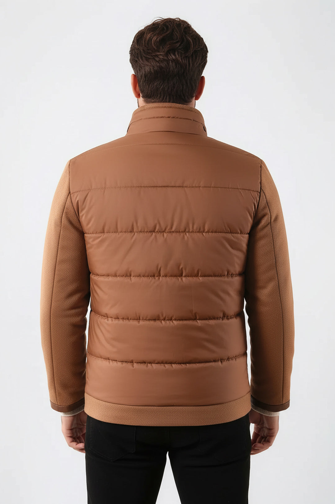 Dik Yaka Fermuarlı Taba Erkek Kapitone Mont - Wessi