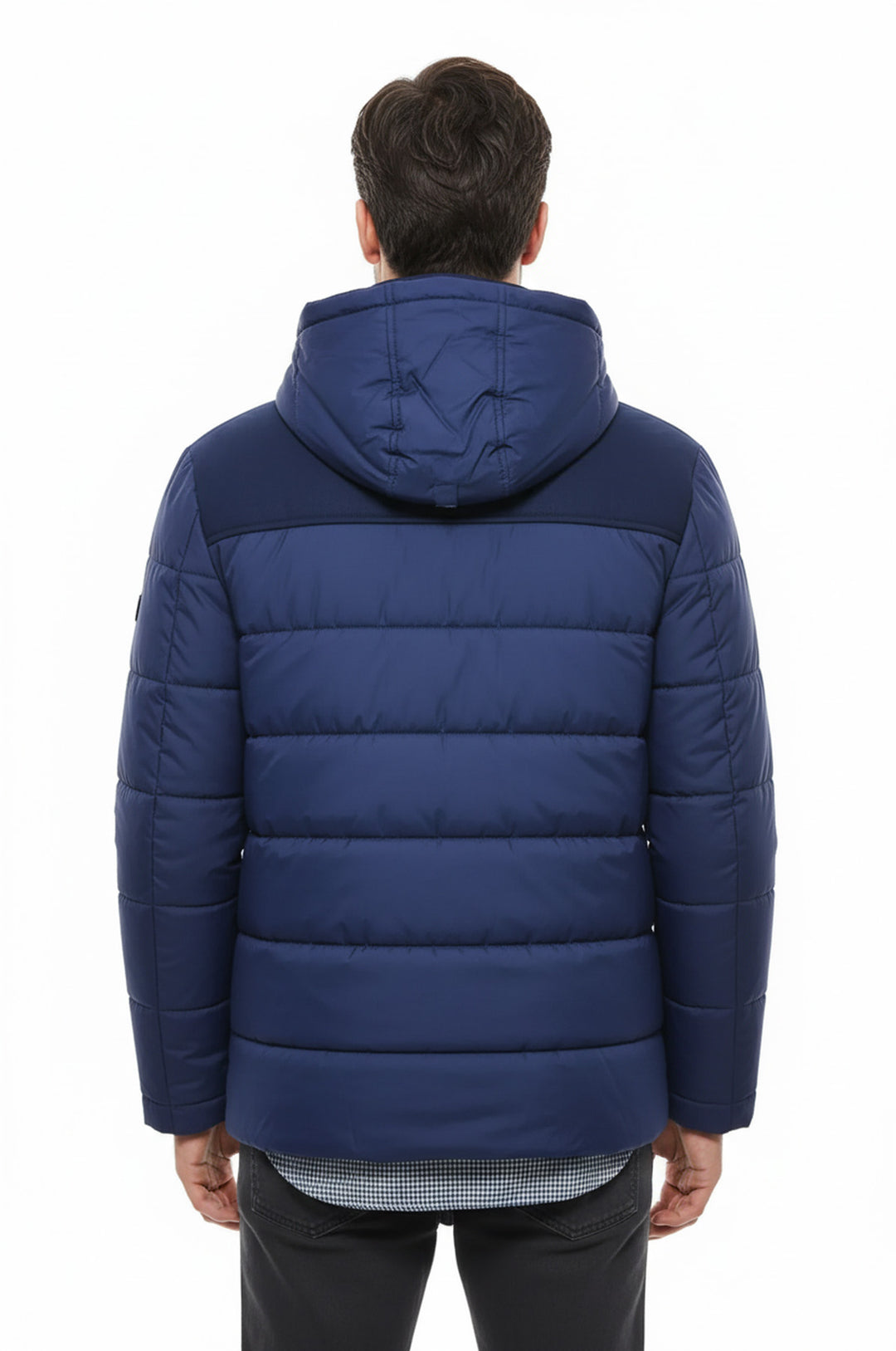 Kapşonlu Lacivert Şişme Kapitone Kaban - Wessi